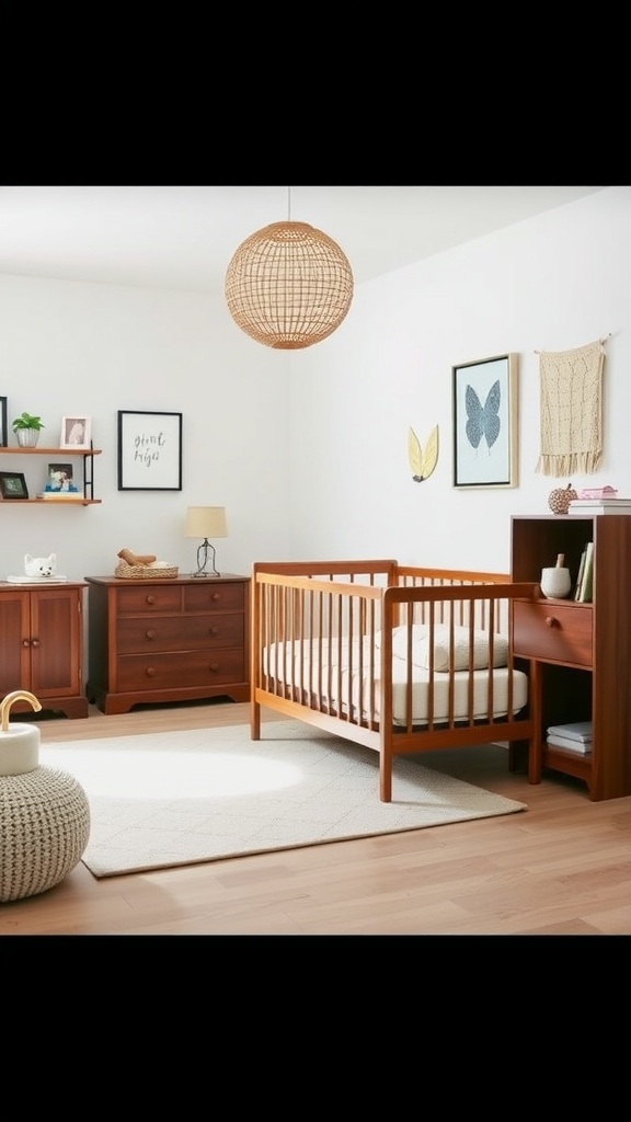 A modern gender-neutral nursery featuring functional multi-purpose furniture.