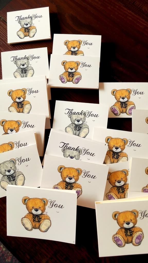 A collection of teddy bear themed thank you cards.